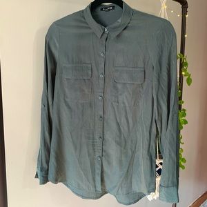 Dark Green Button Up from Express